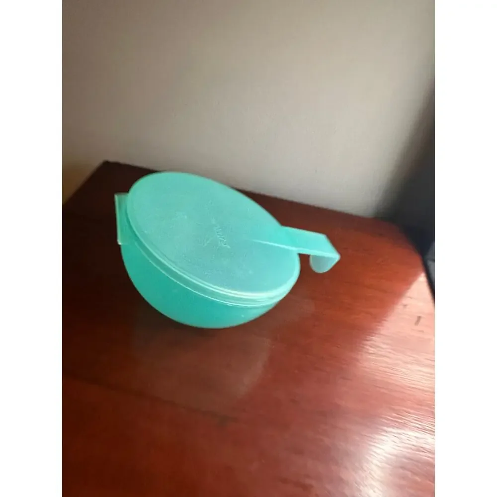 Tupperware Forget Me not Oniion Holder Blue Green Set of 2 Fruit Vintage Lot